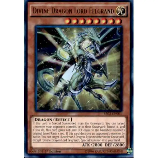 YuGiOh Rise of the True Dragons Structure Deck Ultra Rare Divine Dragon Lord Felgrand SR02-EN001