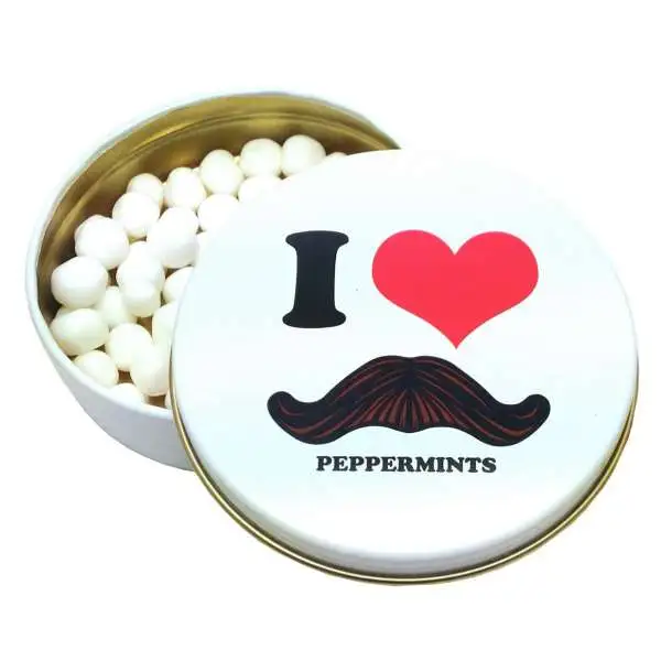 I Love Moustache Peppermints Candy Tin
