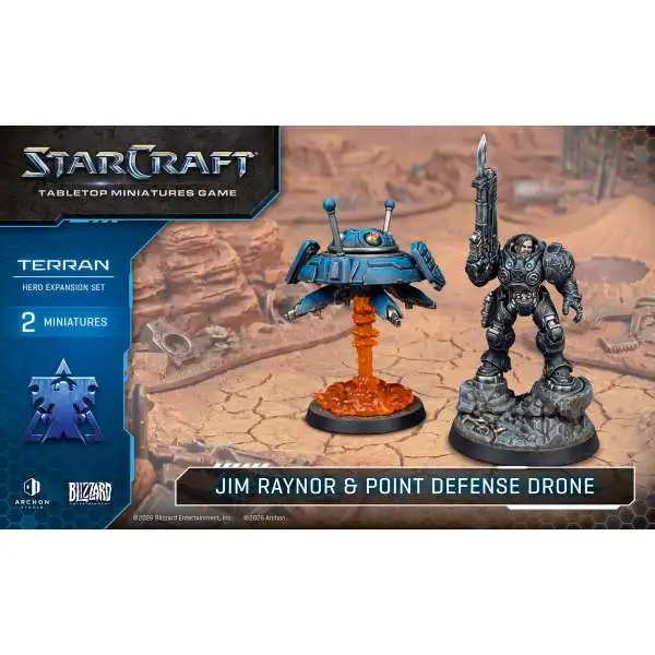 StarCraft Tabletop Miniatures Game Terran - Jim Raynor & Point Defense Drone Miniature Set (Pre-Order ships June)