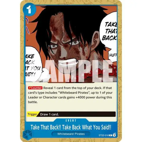 One Piece Trading Card Game Starter Deck 22: Ace & Newgate Common Take That Back!! Take Back What You Said!! ST22-016