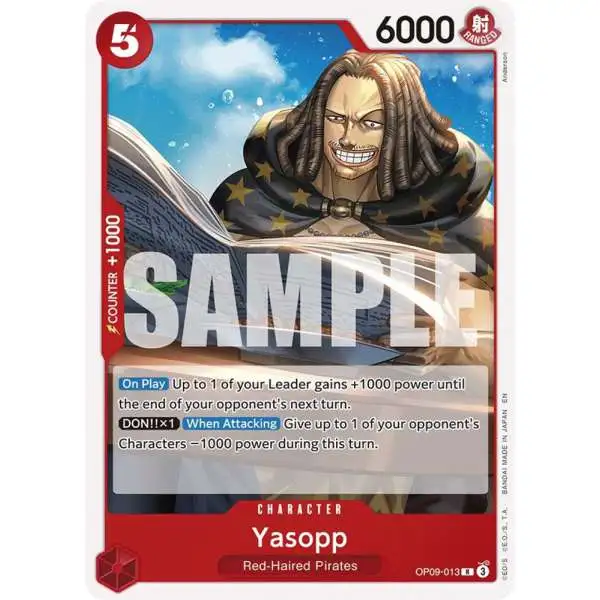 One Piece Trading Card Game Starter Deck 23: RED Shanks Rare Yasopp OP09-013 [Reprint]