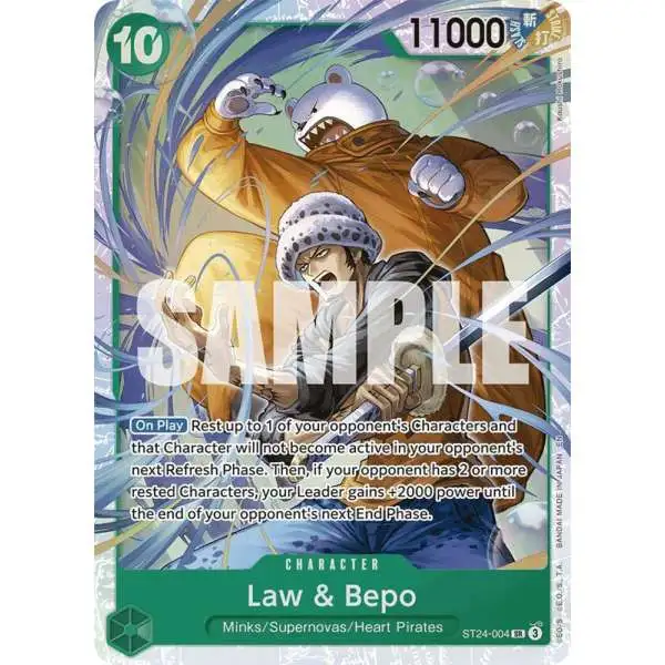 One Piece Trading Card Game Starter Deck 24: GREEN Jewelry Bonney Super Rare Law &amp; Bepo ST24-004