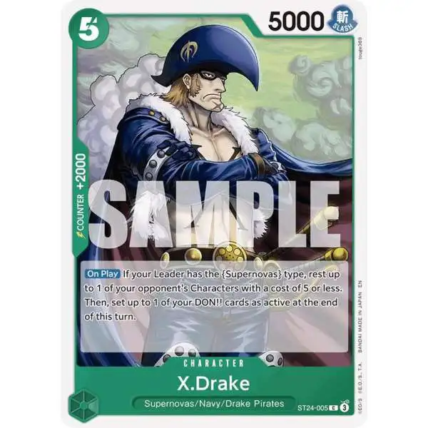 One Piece Trading Card Game Starter Deck 24: GREEN Jewelry Bonney Common X.Drake ST24-005