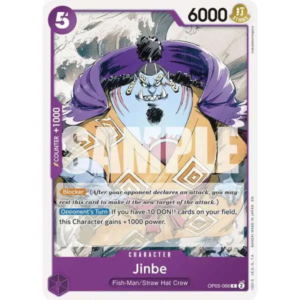 One Piece Trading Card Game Starter Deck 26: PURPLE/BLACK Monkey.D.Luffy Common Jinbe OP05-066 [Reprint]