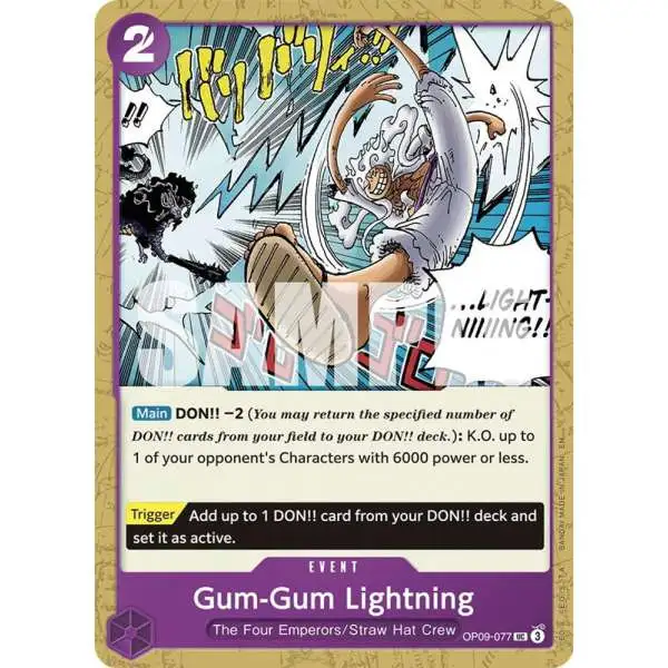 One Piece Trading Card Game Starter Deck 26: PURPLE/BLACK Monkey.D.Luffy Uncommon Gum-Gum Lightning OP09-077 [Reprint]