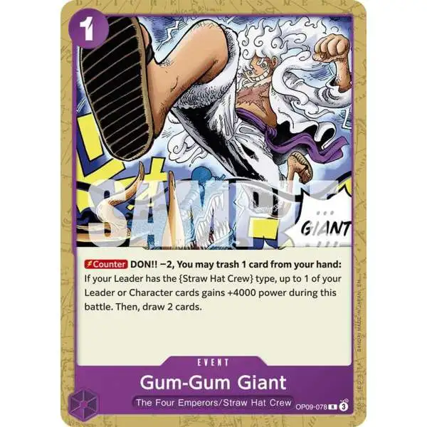 One Piece Trading Card Game Starter Deck 26: PURPLE/BLACK Monkey.D.Luffy Rare Gum-Gum Giant OP09-078 [Reprint]