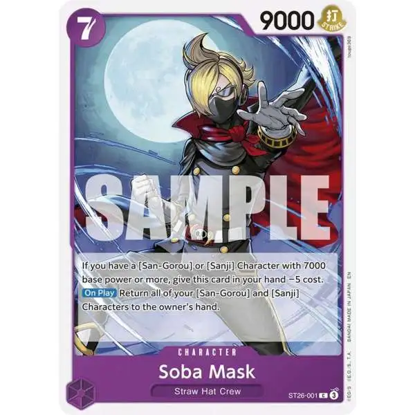 One Piece Trading Card Game Starter Deck 26: PURPLE/BLACK Monkey.D.Luffy Common Soba Mask ST26-001