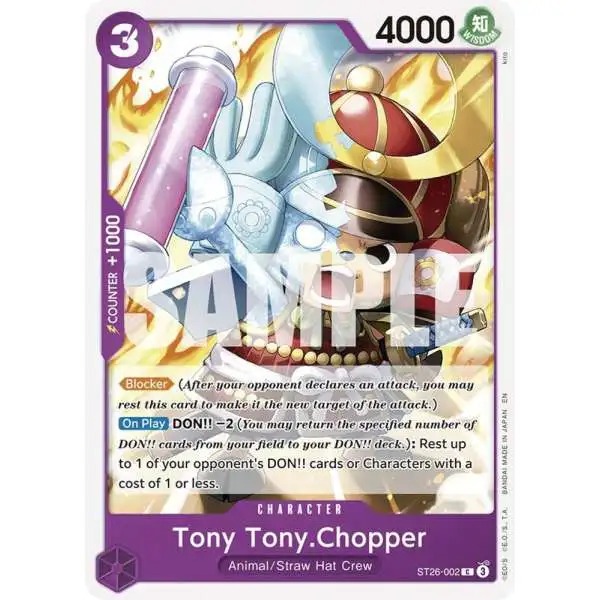 One Piece Trading Card Game Starter Deck 26: PURPLE/BLACK Monkey.D.Luffy Common Tony Tony.Chopper ST26-002