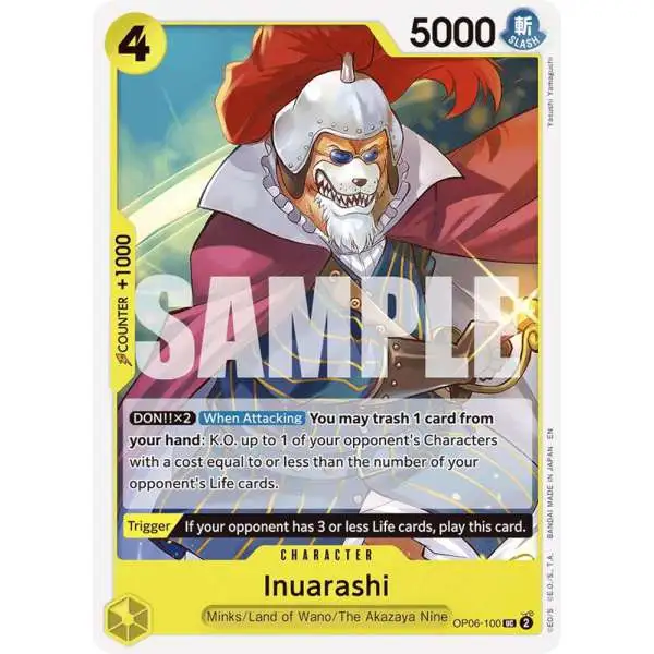One Piece Trading Card Game Starter Deck 28: GREEN/YELLOW Yamato Uncommon Inuarashi OP06-100 [Reprint]