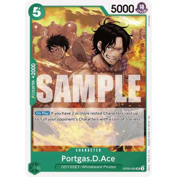 One Piece Trading Card Game Starter Deck 28: GREEN/YELLOW Yamato Uncommon Portgas.D.Ace OP09-035 [Reprint]