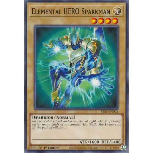 YuGiOh Trading Card Game 2-Player Starter Set Common Elemental HERO Sparkman STAS-EN001