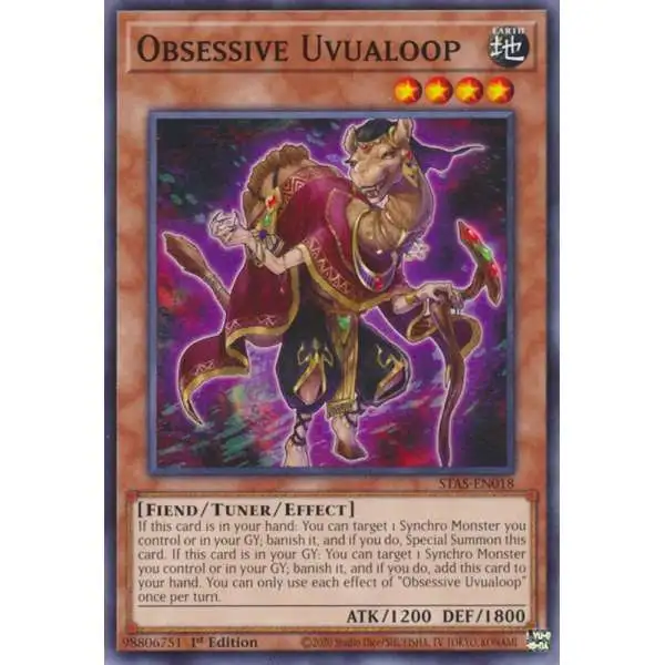 YuGiOh Trading Card Game 2-Player Starter Set Common Obsessive Uvualoop STAS-EN018