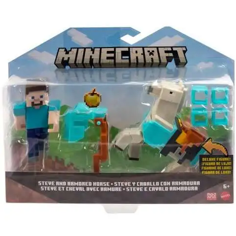 Minecraft Steve Armored Horse  Action Figure 2-Pack Mattel Toys - ToyWiz