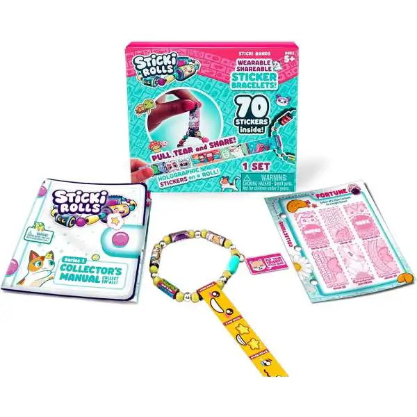 Sticki Rolls Sticki Bands Single Pack Set [70 Stickers Inside, Wearable, Shareable Sticker Jewelry!, Damaged Package]