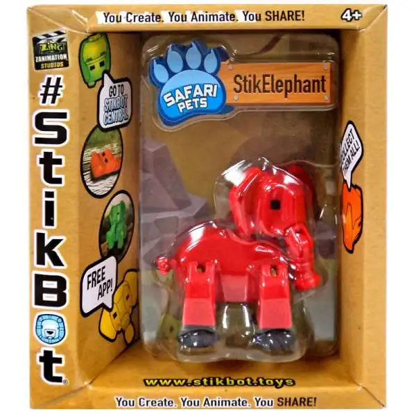 Stikbot Safari Pets StikElephant Figure [Solid Red]