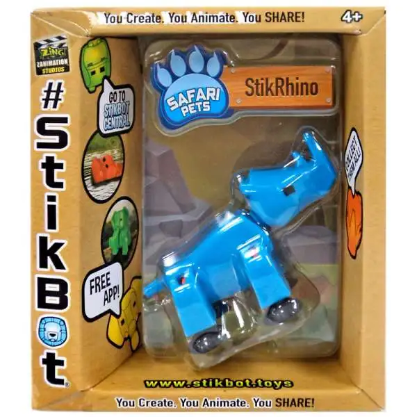 Stikbot Safari Pets StikRhino Figure [Solid Blue]