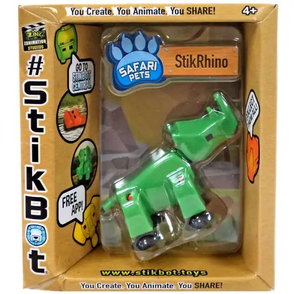 Stikbot Safari Pets StikRhino Figure [Solid Green]