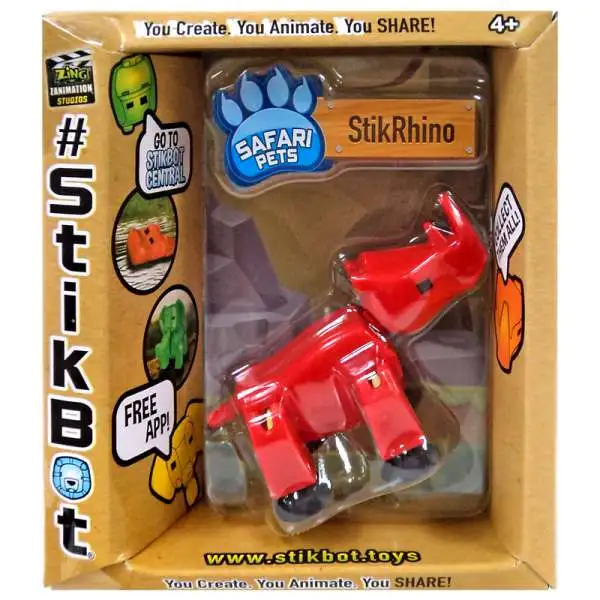 Stikbot Safari Pets StikRhino Figure [Solid Red]