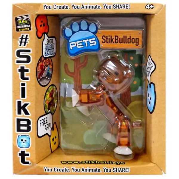 Stikbot Pets Series 1 StikBulldog Figure [Brown]