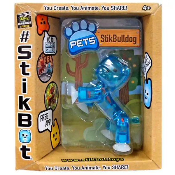 Stikbot Pets Series 1 StikBulldog Figure [Blue]