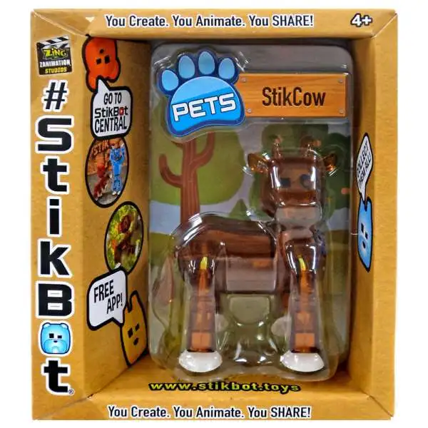 Stikbot Pets Series 2 StikCow Figure [Brown]