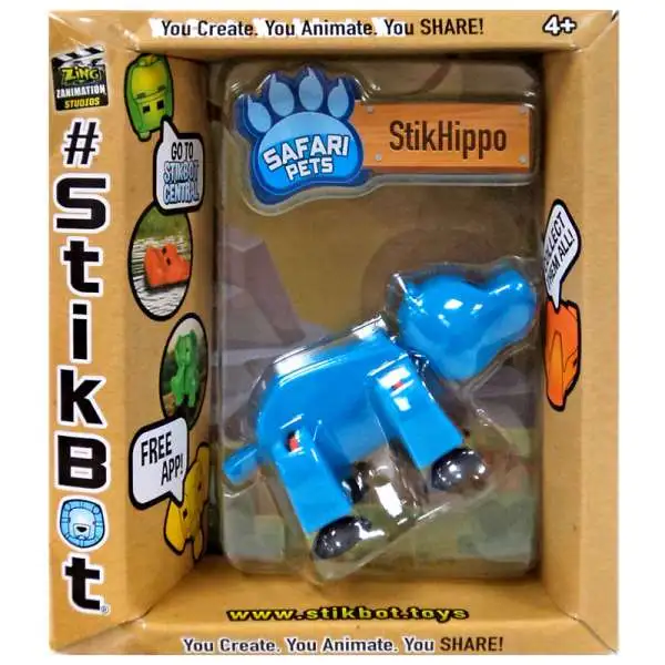 Stikbot Safari Pets StikHippo Figure [Solid Blue]