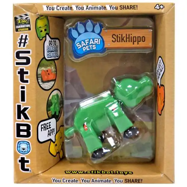 Stikbot Safari Pets StikHippo Figure [Solid Green]