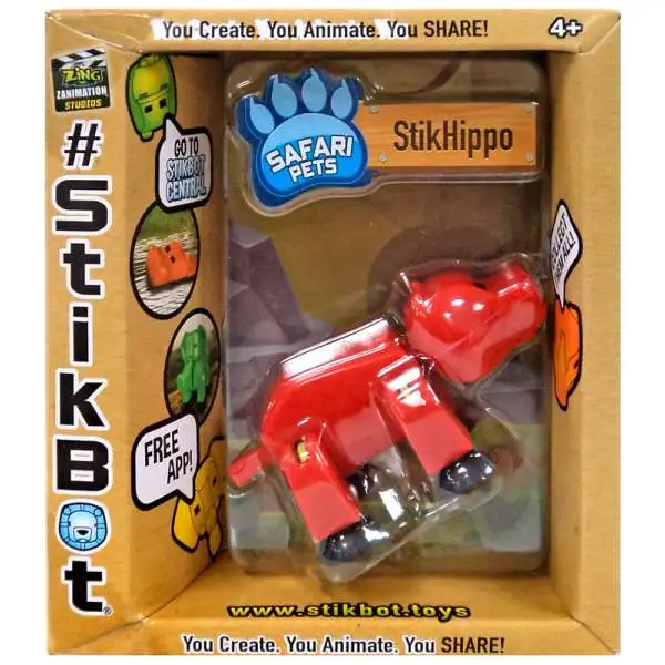 Stikbot Safari Pets StikHippo Figure [Solid Red]