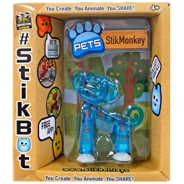 Stikbot Pets Series 1 StikMonkey Figure [Blue]