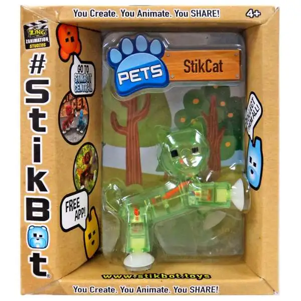Stikbot Pets Series 1 StikCat Figure [Green]