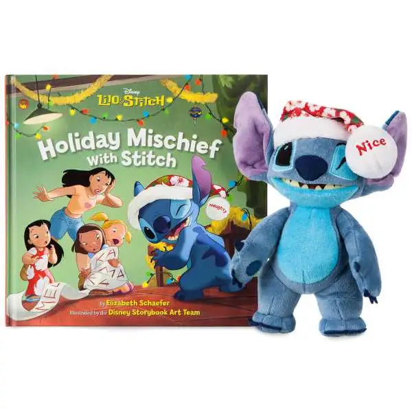 Disney Lilo & Stitch Stitch Poseable Plush & ''Holiday Mischief with Stitch'' Exclusive 8-Inch Book Set