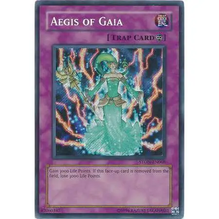 YuGiOh GX Trading Card Game Strike of Neos Secret Rare Aegis of Gaia STON-EN068