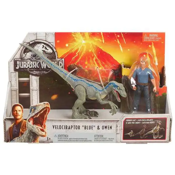 Jurassic World Fallen Kingdom Story Pack Velociraptor Blue & Owen Action Figure [Damaged Package]