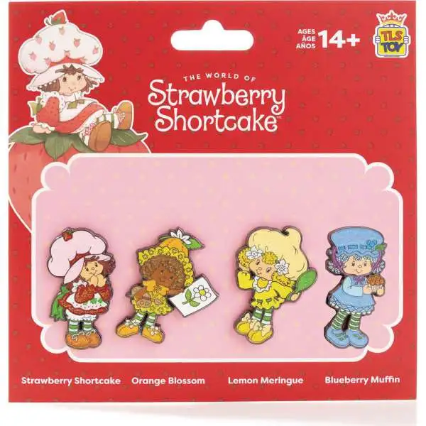 Glitter Strawberry Shortcake, Orange Blossom, Lemon Meringue & Blueberry Muffin Enamel Pin 4-Pack