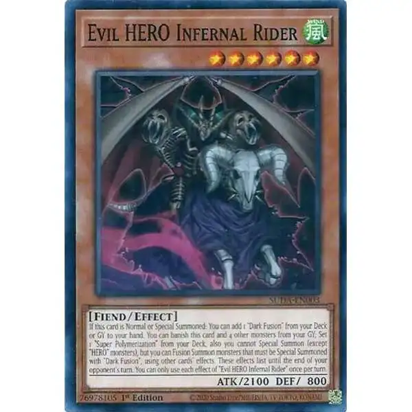 YuGiOh Trading Card Game Supreme Darkness Common Evil HERO Infernal Rider SUDA-EN003