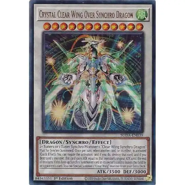 YuGiOh Trading Card Game Supreme Darkness Ultra Rare Crystal Clear Wing Over Synchro Dragon SUDA-EN039