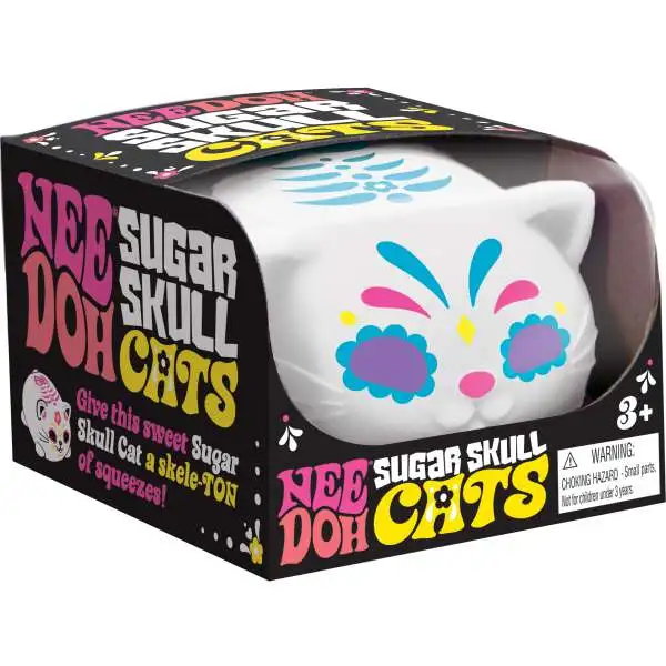 NeeDoh Sugar Skull Cats TEAL Stress Ball