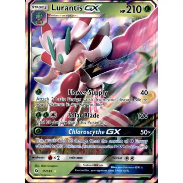 Pokemon Sun & Moon Base Set Ultra Rare Lurantis GX #15