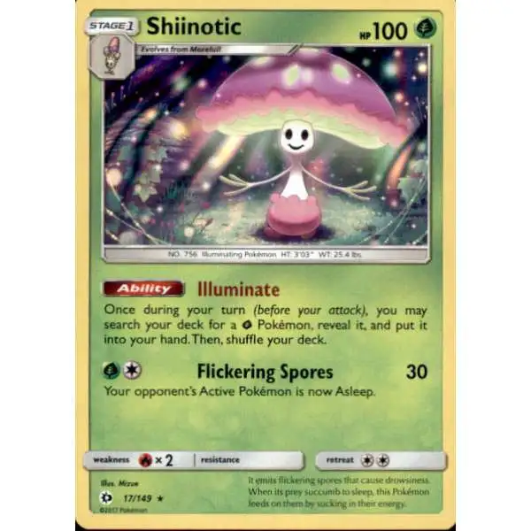 Pokemon Sun & Moon Base Set Rare Holo Shiinotic #17