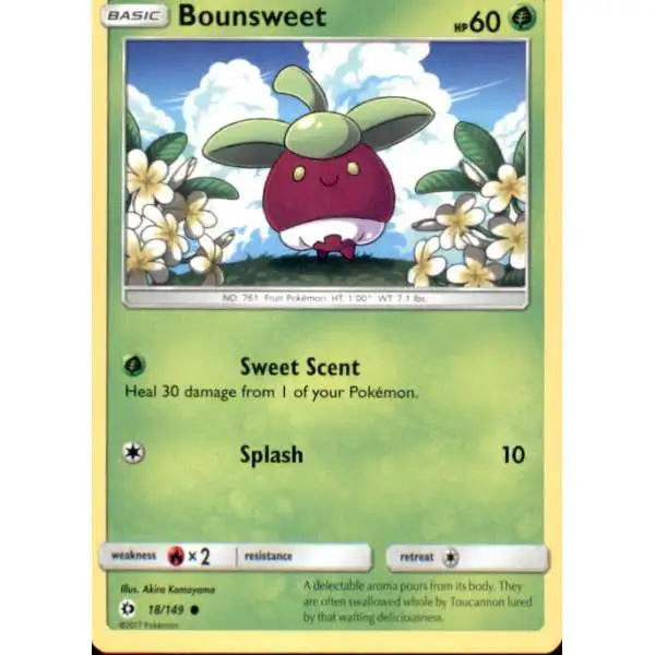 Pokemon Sun & Moon Base Set Common Bounsweet #18