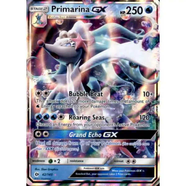 Pokemon Sun & Moon Base Set Ultra Rare Primarina GX #42 [Lightly Played]