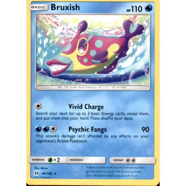 Pokemon Sun & Moon Base Set Rare Bruxish #48