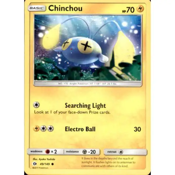 Pokemon Sun & Moon Base Set Common Chinchou #49