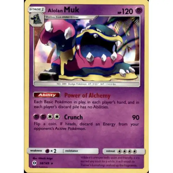 Pokemon Sun & Moon Base Set Rare Holo Alolan Muk #58