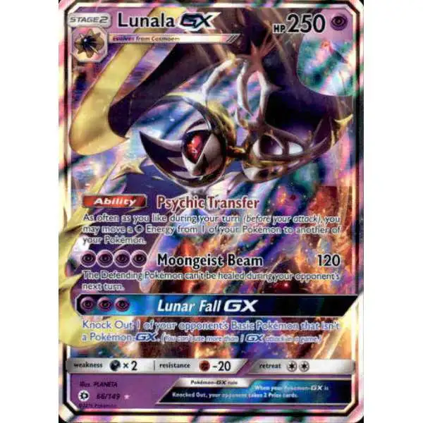 Pokemon Sun & Moon Base Set Ultra Rare Lunala GX #66