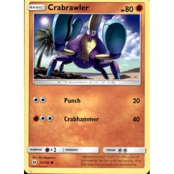 Pokemon Sun & Moon Base Set Common Crabrawler #72