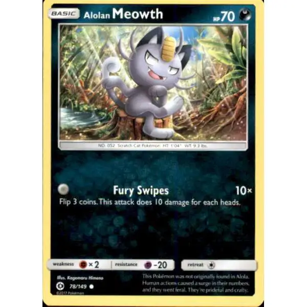 Pokemon Sun & Moon Base Set Common Alolan Meowth #78