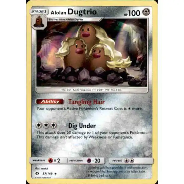 Pokemon Sun & Moon Base Set Rare Holo Alolan Dugtrio #87