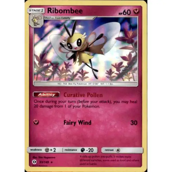 Pokemon Sun & Moon Base Set Rare Holo Ribombee #93