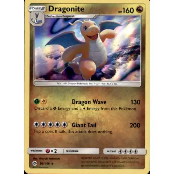 Pokemon Sun & Moon Base Set Rare Holo Dragonite #96